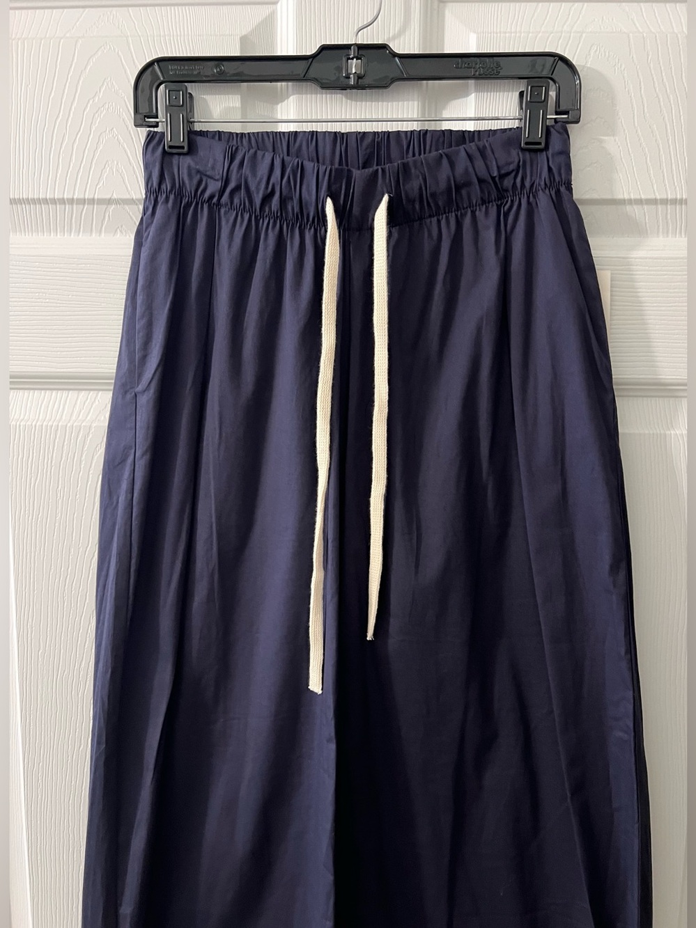 Navy Wide-Leg Drawstring Pants - Picture 3 of 6